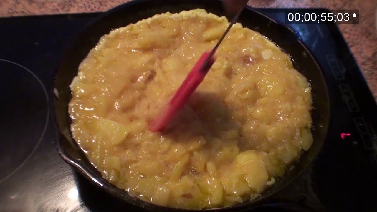 Tortilla de patata que no se pega en sarten de hierro fundido