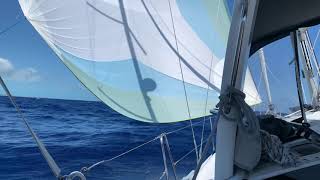Sailing Melody. Beneteau 41.1 Sweet gennaker sailing near Thomas Cay, Exuma.