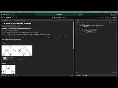 No Sound Leetcode 1130: Minimum Cost Tree From Leaf Values