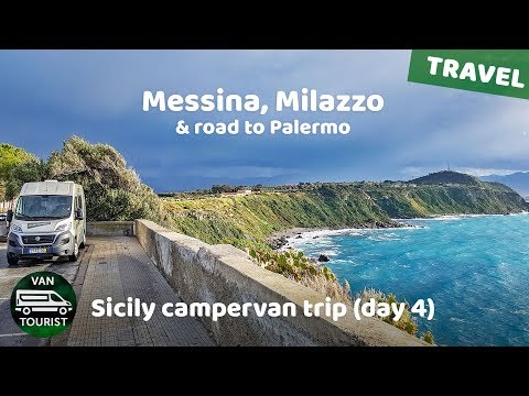 Campervan roadtrip travel in Sicily. Messina, Milazzo & road to Palermo. Vanlife in Italy