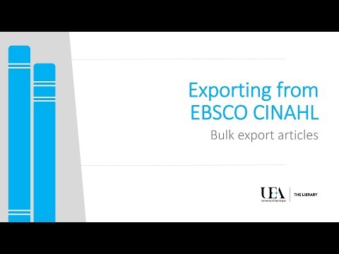 Exporting from EBSCO CINAHL