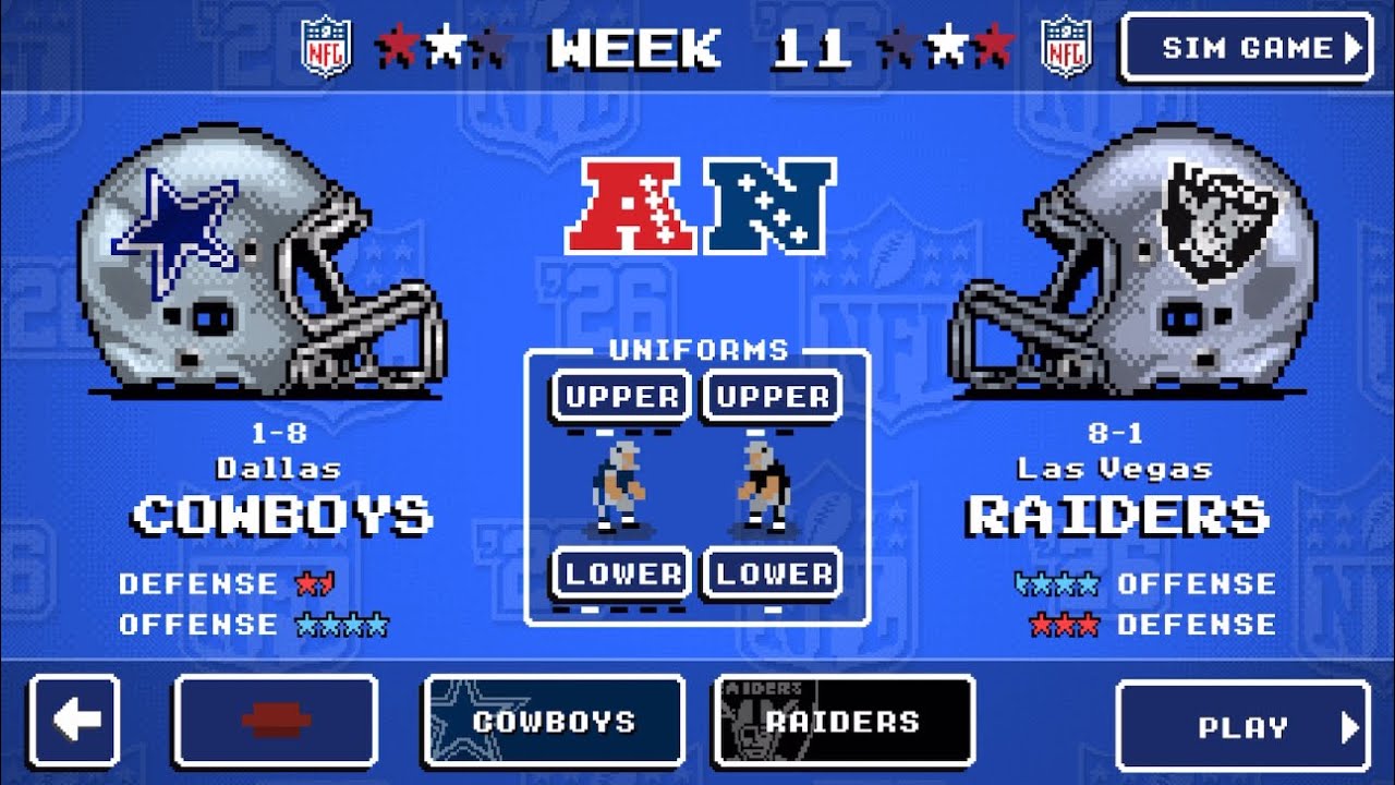 NFL Retro Bowl 26: Las Vegas Raiders VS Dallas Cowboys 