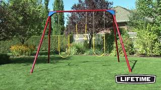Lifetime Heavy-Duty A-Frame Metal Swing Set - Primary Colors (90200) - KitSuperStore.com