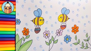 Vẽ chú ong dễ thương/ How To Draw Bees Step By Step For Kids