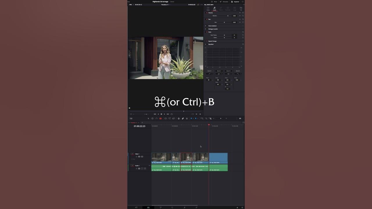 Davinci resolve quick tip clip cut shortcut shorts youtube