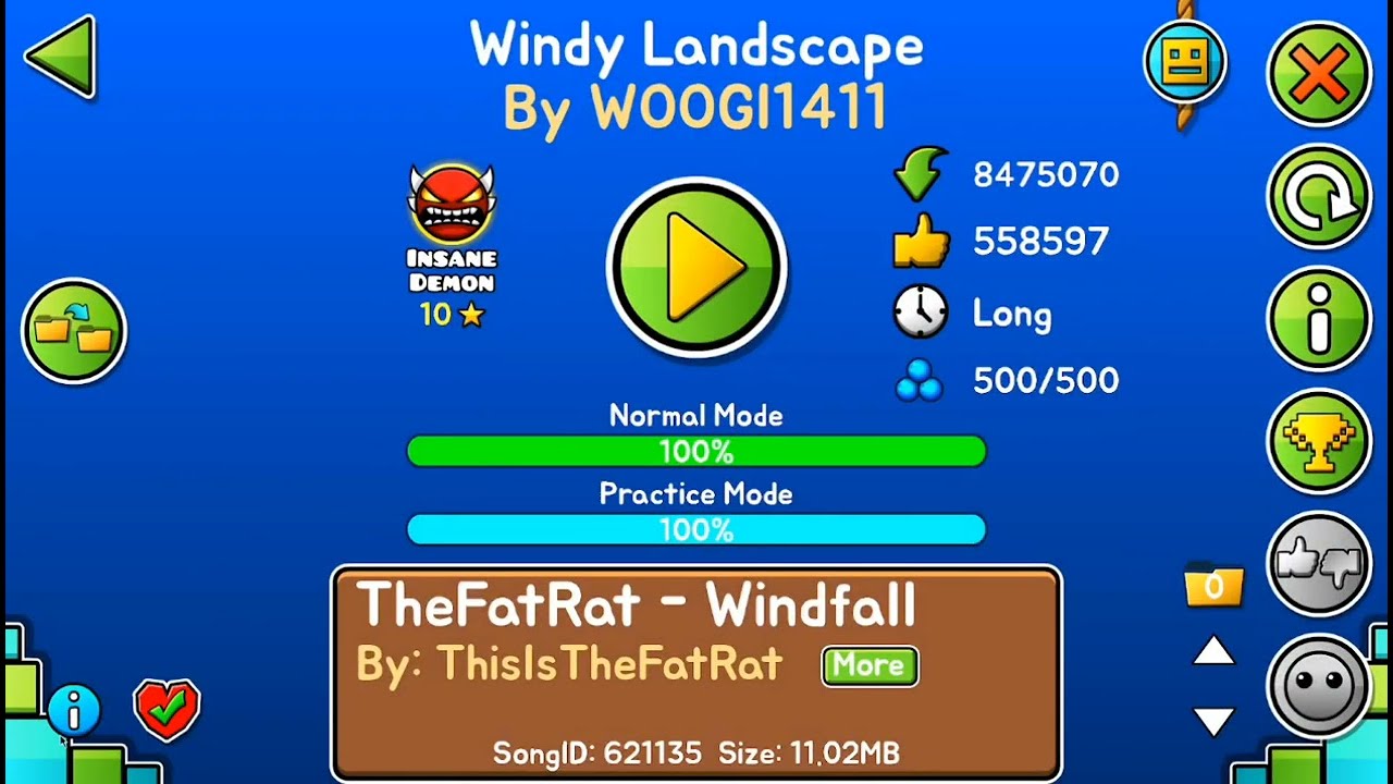 Windy Landscape by WOOGI1411 (with clicks) | Geometry Dash
