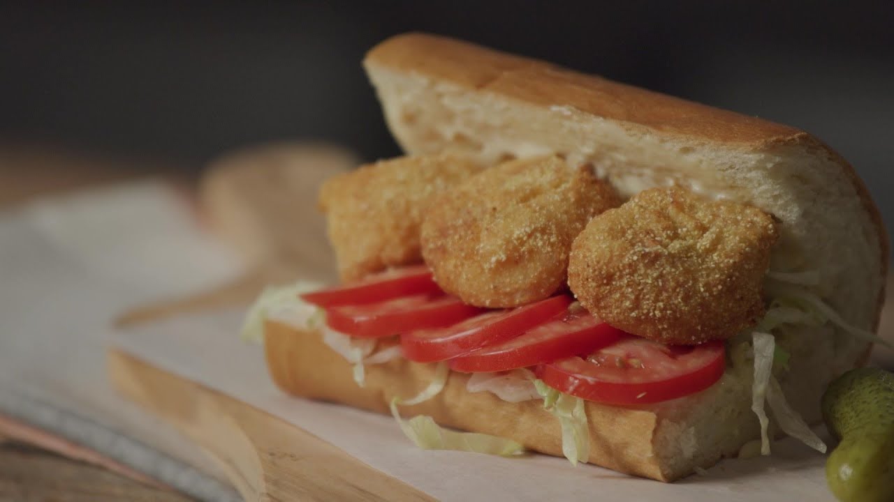 Chicken fried scallop “Po Boy” with miso mayo YouTube