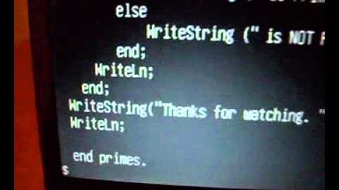 MODULA-2 Program identifying prime numbers.