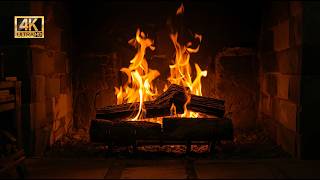 Christmas Fireplace with Burning Logs 🔥 12 Hours of Soothing Crackling Fire Sounds 4K
