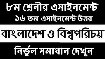 Bangladesh And Global Studies Assignment | 16th Week Class 8 Assignment BGS | Class 8 Assignment PDF