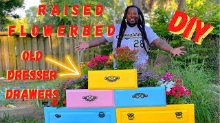 I took OLD dresser drawers and turned them into a BEAUTIFUL raised flowerbed (DIY)