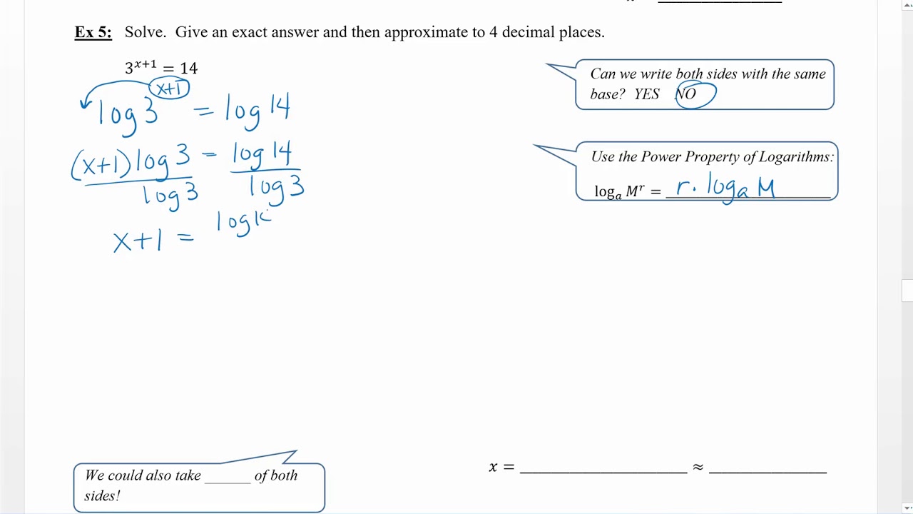 Exponential & Logarithmic Equations Video 14 - YouTube