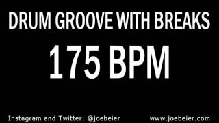 175 BPM - Simple Drum Beat - Backing Drum Track With Breaks - Practice Tool