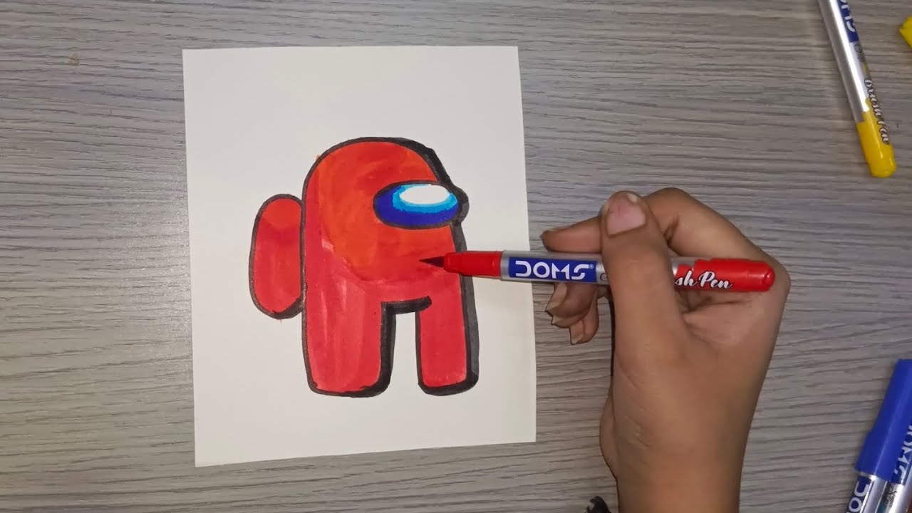 How to draw among us game character| Step by step tutorial| Easy painting, drawing and art ideas.