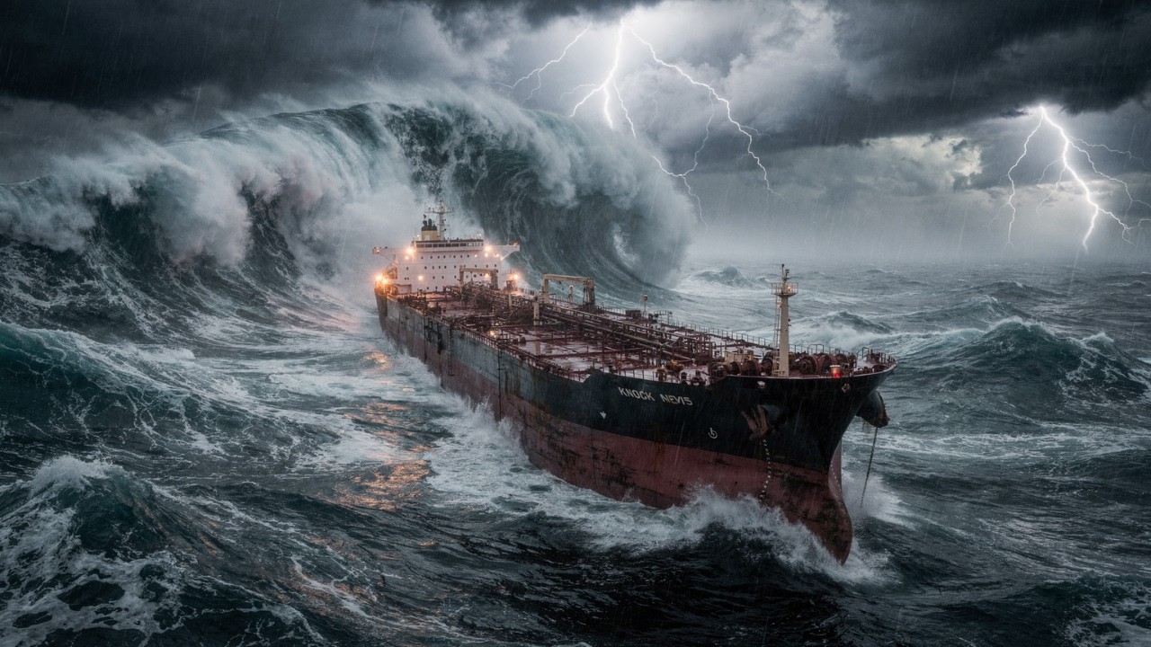 Knock Nevis Caught in Mega Storm | Ultra Realistic Ocean Disaster (AI VFX)