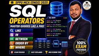 DBMS Unit 2 Lect 4 | SQL Operators and Clauses | WHERE LIKE IN BETWEEN ORDER BY | SPPU MCA ENGG 25