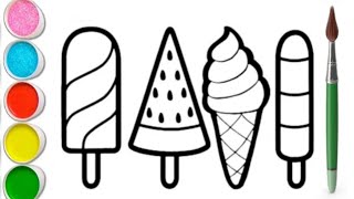 Draw A Tasty Icecream, Beautiful Icecream Drawing And Colouring For kids, Educational Video