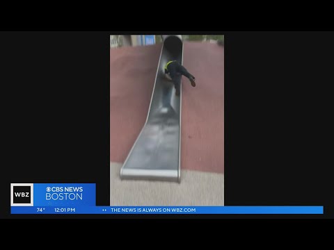 I-Team: Video shows Boston Police officer get hurt on children's slide at City Hall Plaza