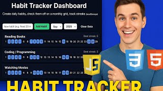 Habit Tracker Dashboard Using HTML, CSS & JavaScript | Beginner Friendly