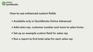 How to use enhanced custom fields in QuickBooks Online Advanced