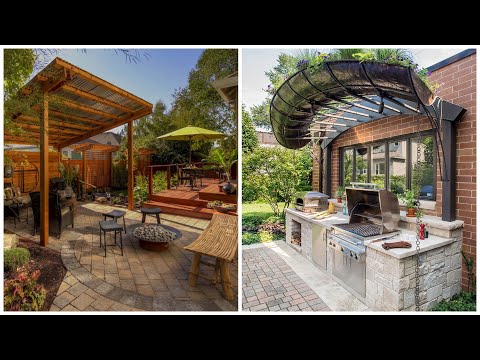 Garden and backyard ideas: beautiful canopies in the yard of a private house! 80 examples!