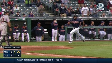 MIN@CLE: Santana pads lead with RBI single in the 8th