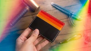 🌈 Making a RAINBOW Leather Card Holder - ASMR 🌈