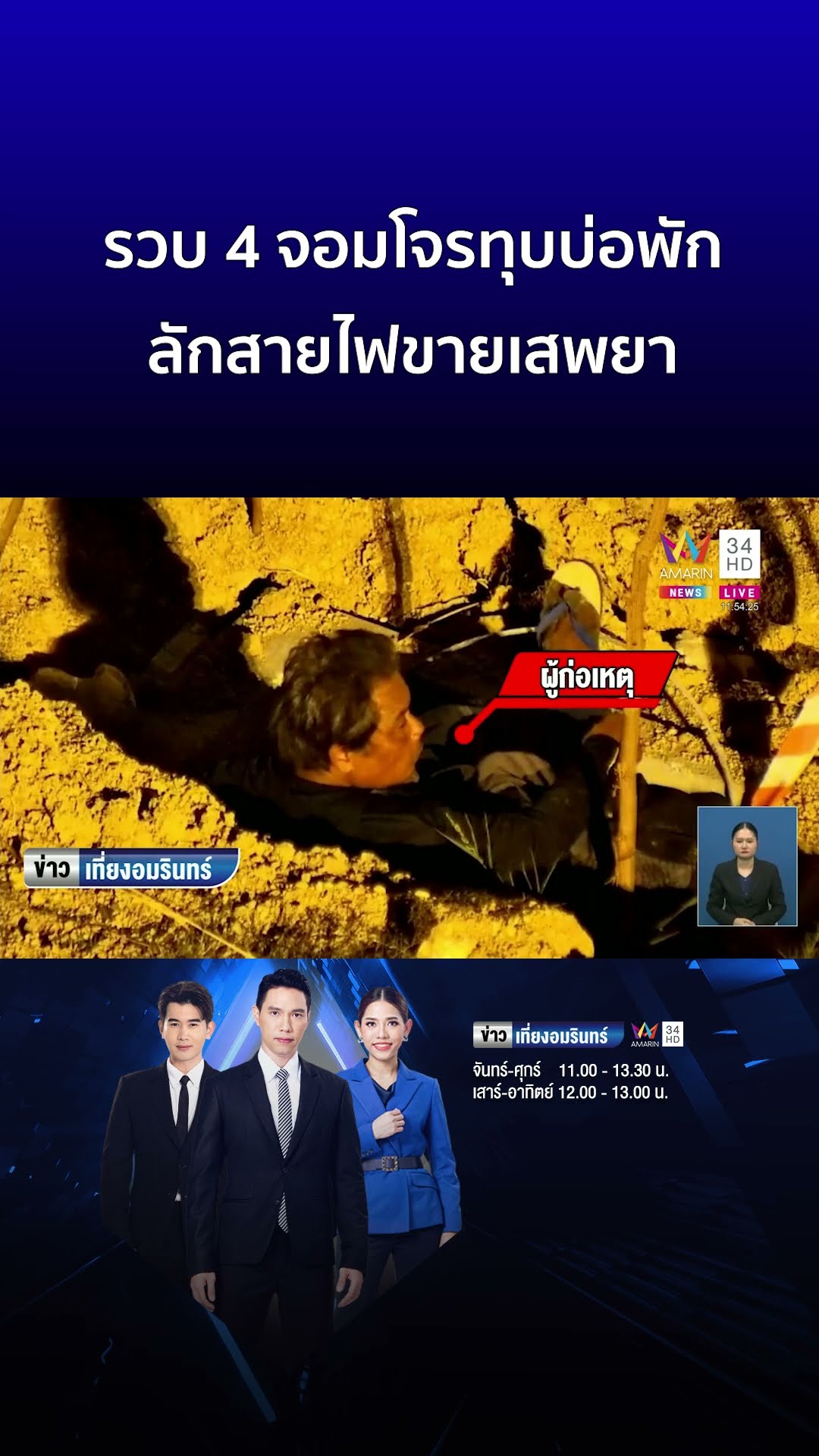 รวบ 4 จอมโจรทุบบ่อพัก ลักสายไฟขายเสพยา  | ข่าวเที่ยงอมรินทร์