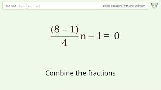 Linear equation with one unknown: Solve 2n-1/4n-1=0 step-by-step solution