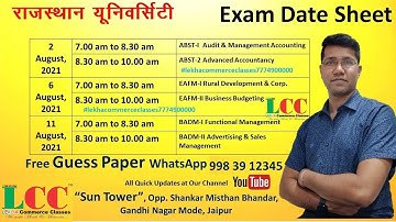 FINAL EXAM DATE SHEET I RAJASTHAN UNIVERSITY I 9983912345 I UG PG EXAM I LEKHA COMMERCE CLASSES