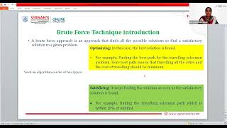 DAA DR SUJATHA KAMEPALLI UNIT 3 PART 1 BRUTE FORCE TECHNIQUE INTRODUCTION
