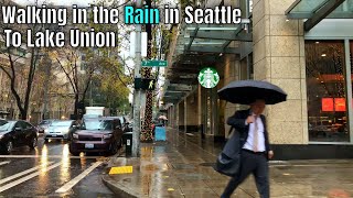 Walking in the Rain to Lake Union in Downtown Seattle 4K Binaural Audio