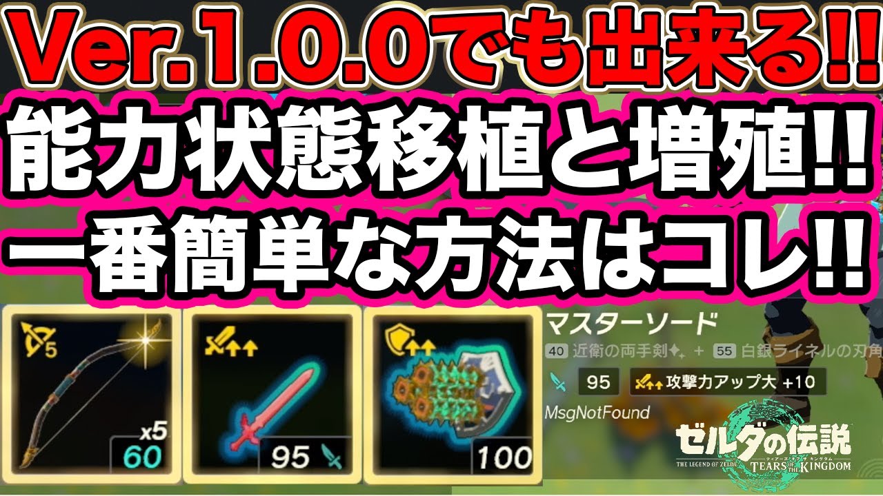 ティアキン】Ver.1.0.0で能力状態移植増殖バグ 困っていたらこれを観て