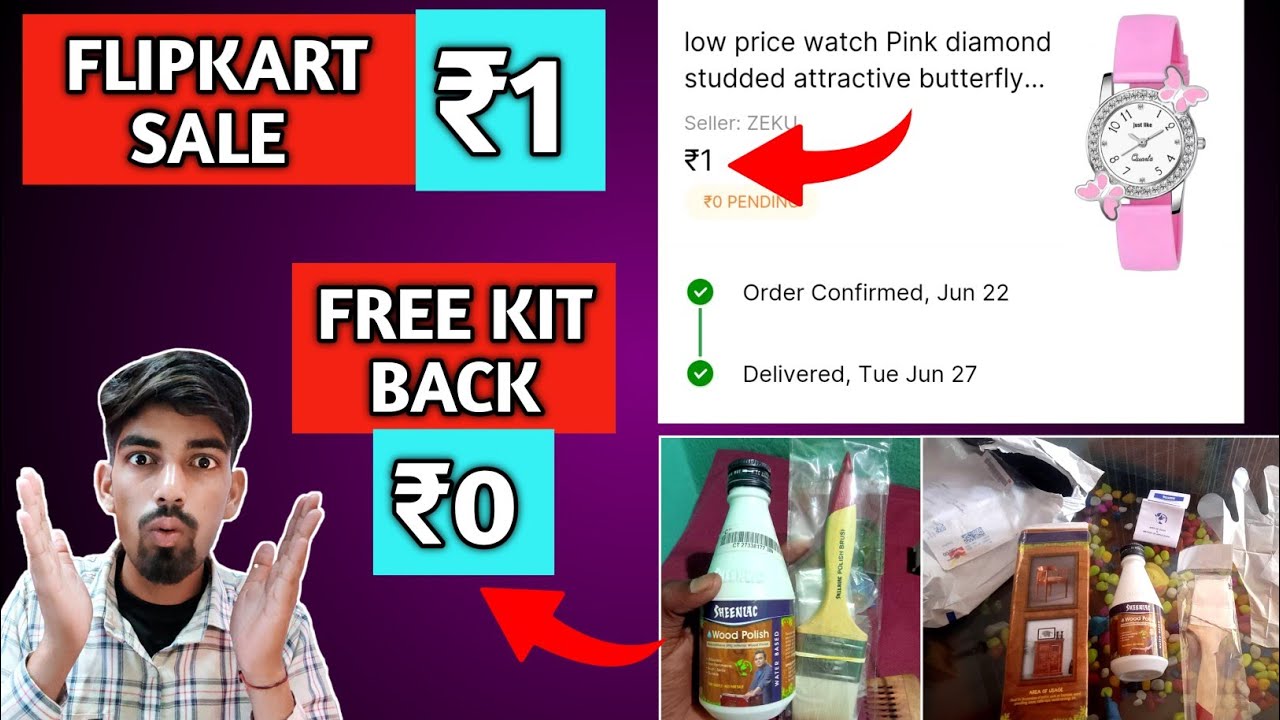 Flipkart ₹1 shopping offer Free wood polish kit Sheenlac free kit