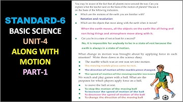 CLASS - 6 | ENGLISH MEDIUM | BASIC SCIENCE | UNIT - 4 | ALONG WITH MOTION  | PART - 1