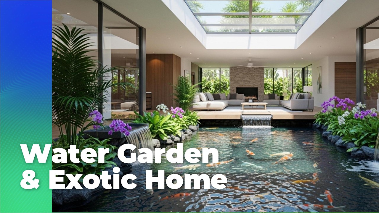 Modern Tropical House with Indoor Koi Pond | Stunning Water Garden & Exotic Home Design Inspiration