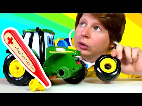 Машинки и автомастерская: трактор Джонни простыл? Видео про машинки Ой Сломалось