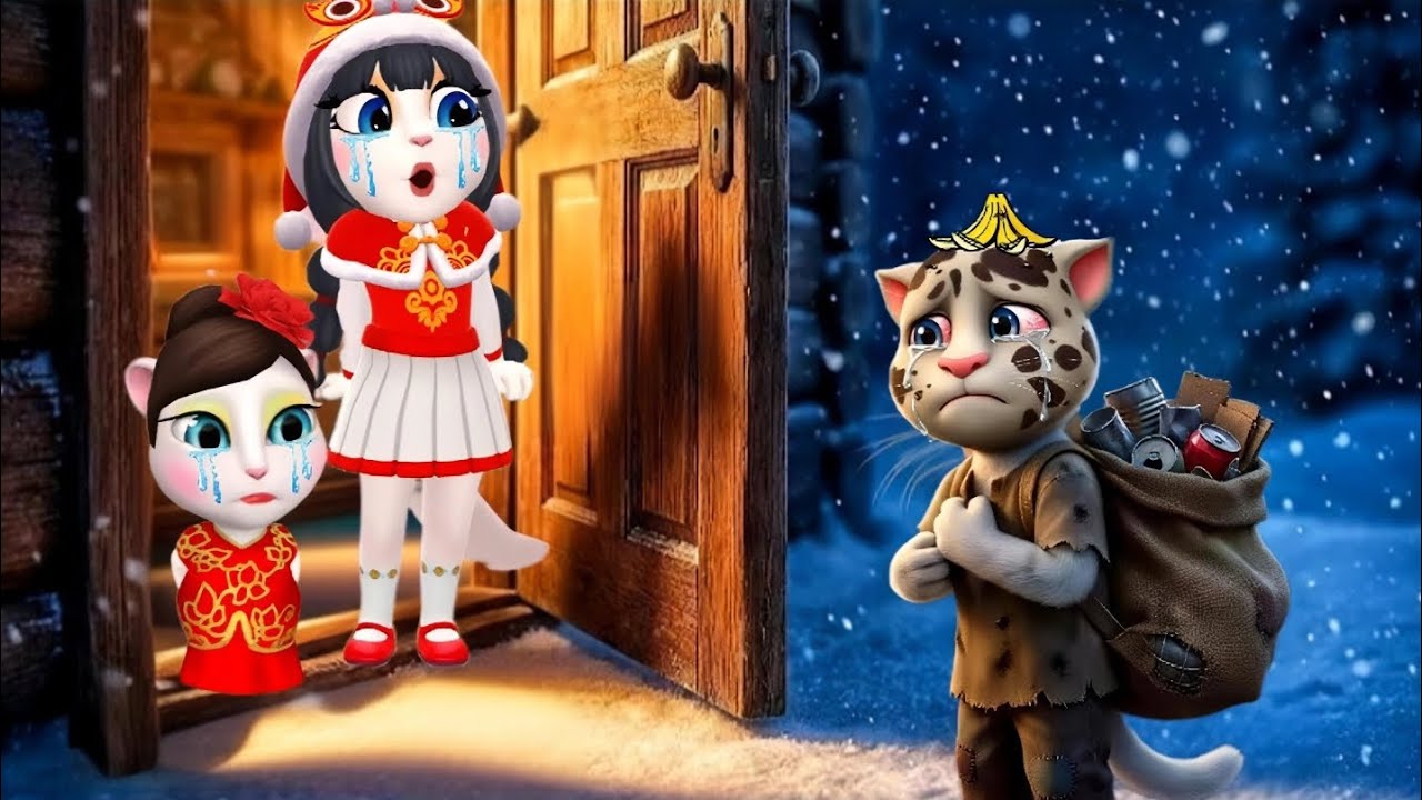 A kind family changes the life of a poor cat forever 🥰 my Angela'm 2 and my Talking Tom 2 cosplay 