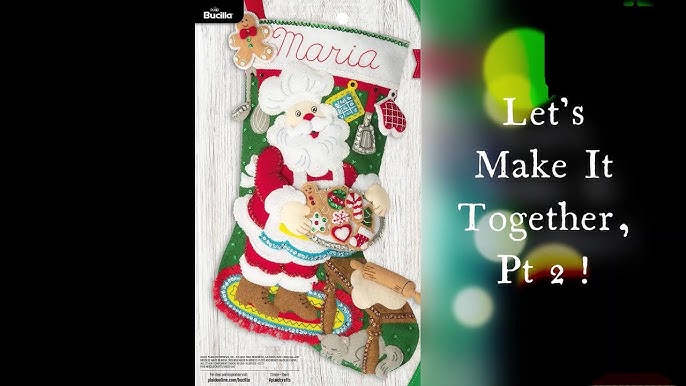 DIY Christmas Decorations ~ Bucilla Felt Stocking Gingerbread Santa ~ Pt  1, Make w/ Me Tutorial 