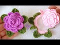 çok kolay yapraklı gül yapımı ROSE fabrication crochet