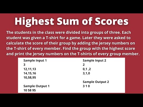 Highest Sum of Scores | Find the group with Highest Score | CCBP IDP Test Practice Set 1 Question