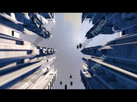 Cybernetic City With Futuristic Buildings And Flying Cars. Loopable