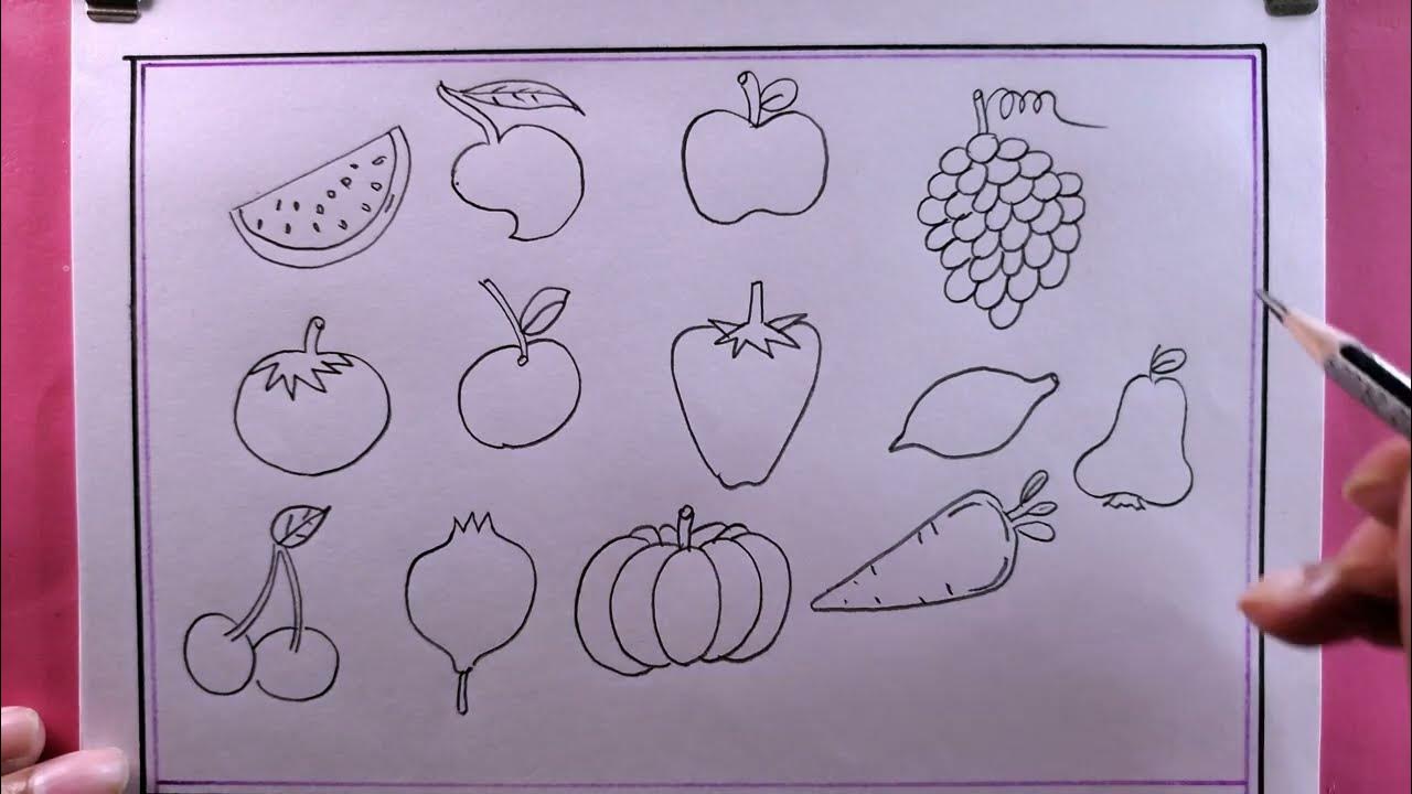 how to draw fruits drawing easy/easy fruits drawing step by step YouTube