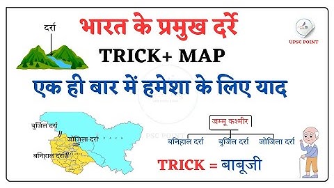 भारत के प्रमुख दर्रे ट्रिक । Bharat ke darre । Mountain Pass Trick ।Mountain pass trick in hindi ।