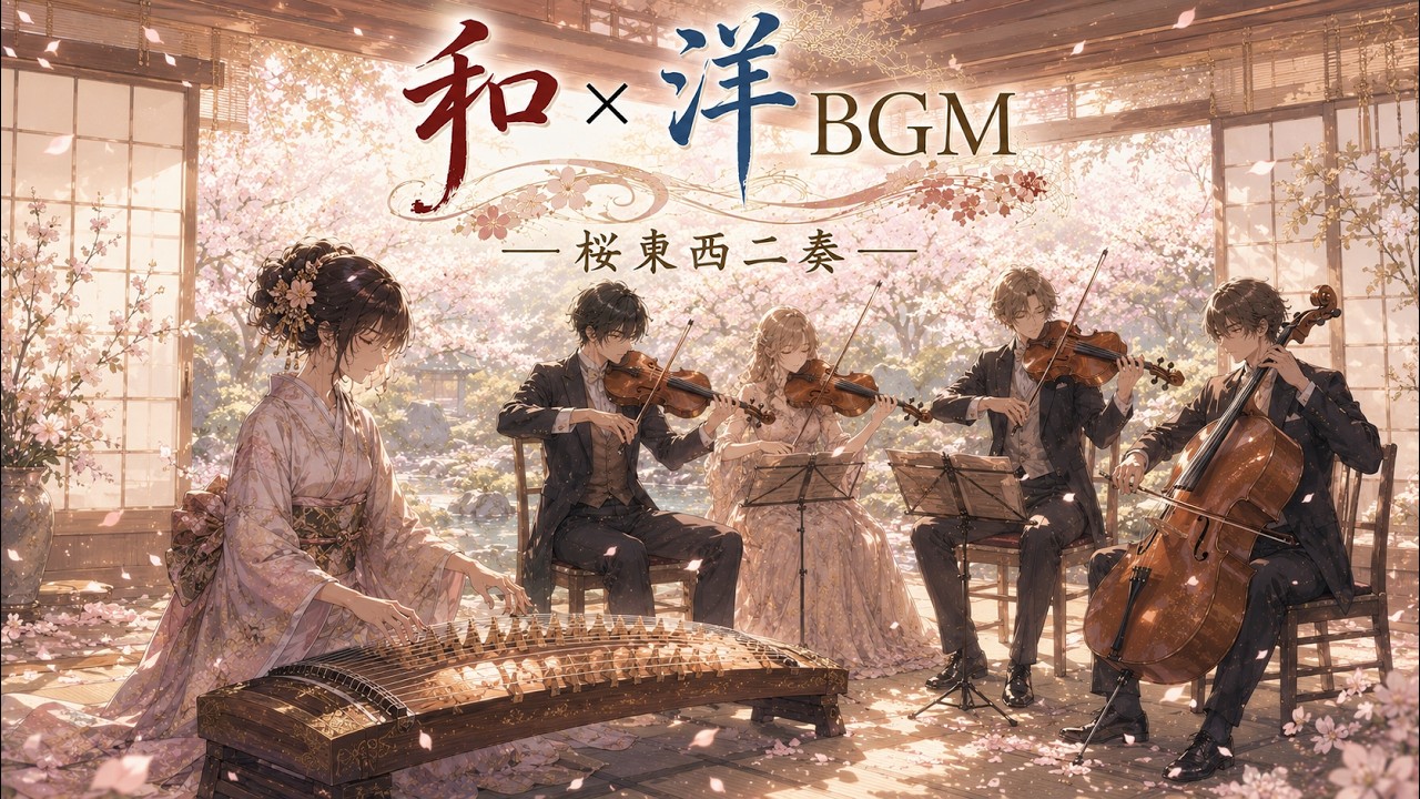 🌸 桜東西二奏 〜箏×弦楽四重奏 BGM 1時間〜 / Sakura East & West