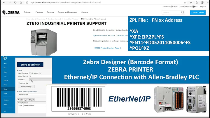 AB06. Zebra Printer - Barcode Designer, ZPL, and EtherNet/IP communication with Allen-Bradley PLC