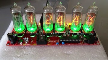 nixie clock running with radio sync and date desplayed