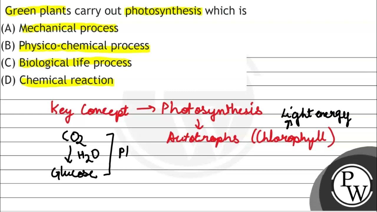 Green plants carry out photosynthesis which is (A) Mechanical process