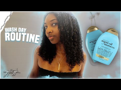 WASH DAY FOR LOW POROSITY HAIR | OGX ARGAN OIL OF MOROCCO SHAMPOO & CONDITIONER