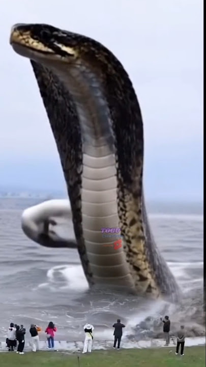 warga menyaksikan ular cobra besar di pantai